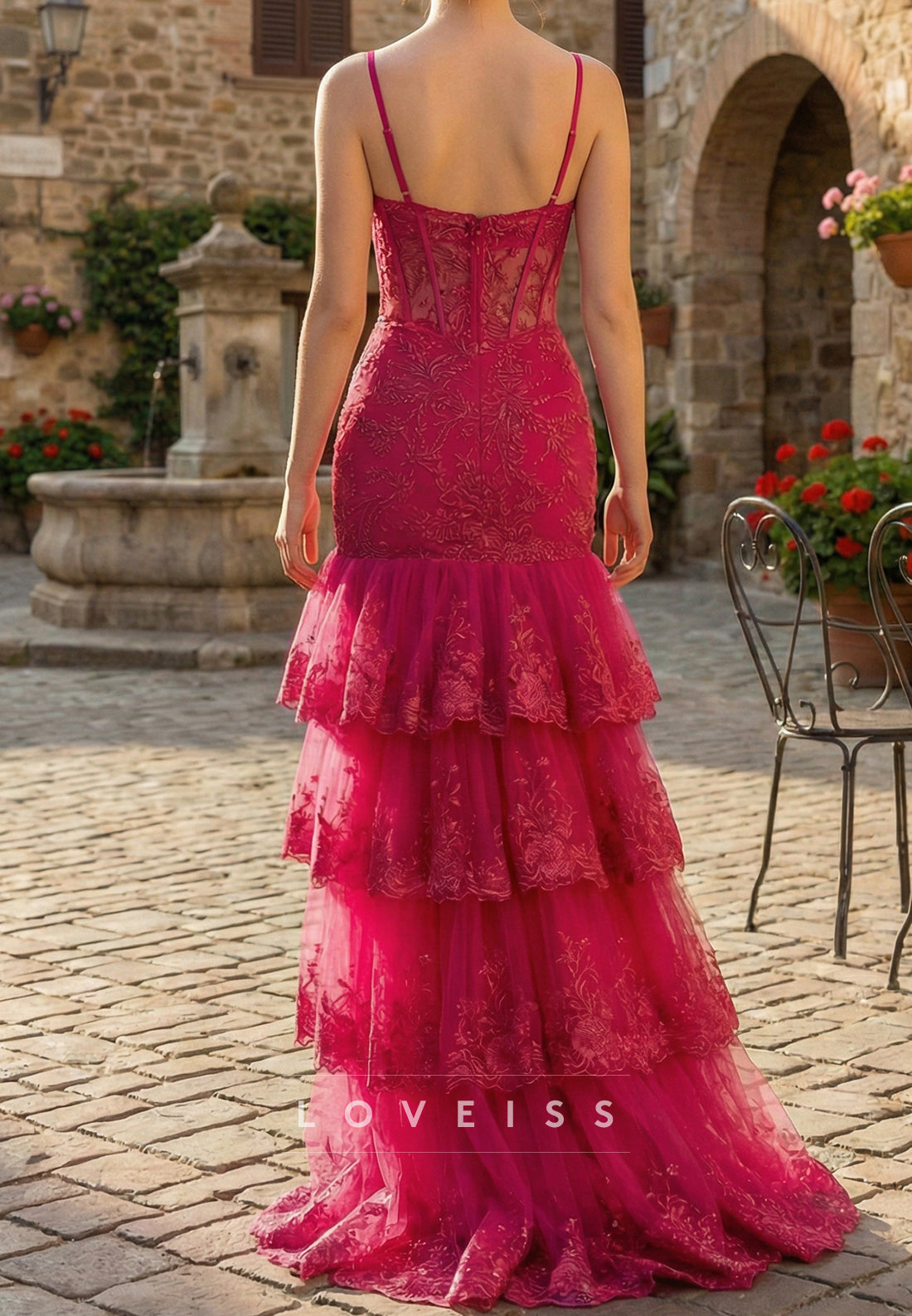 Sweetheart Sequins Tiered Appliques A-Line Prom Dress