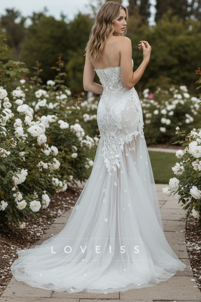 Sweetheart Sheer Appliques Sleeveless A-Line Wedding Dress