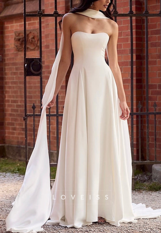 Sweetheart Sleeveless A-Line Simple Wedding Dress