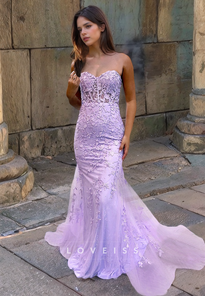 Sweetheart Sleeveless Appliques Mermaid Prom Dress