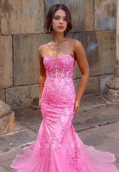 Sweetheart Sleeveless Appliques Mermaid Prom Dress