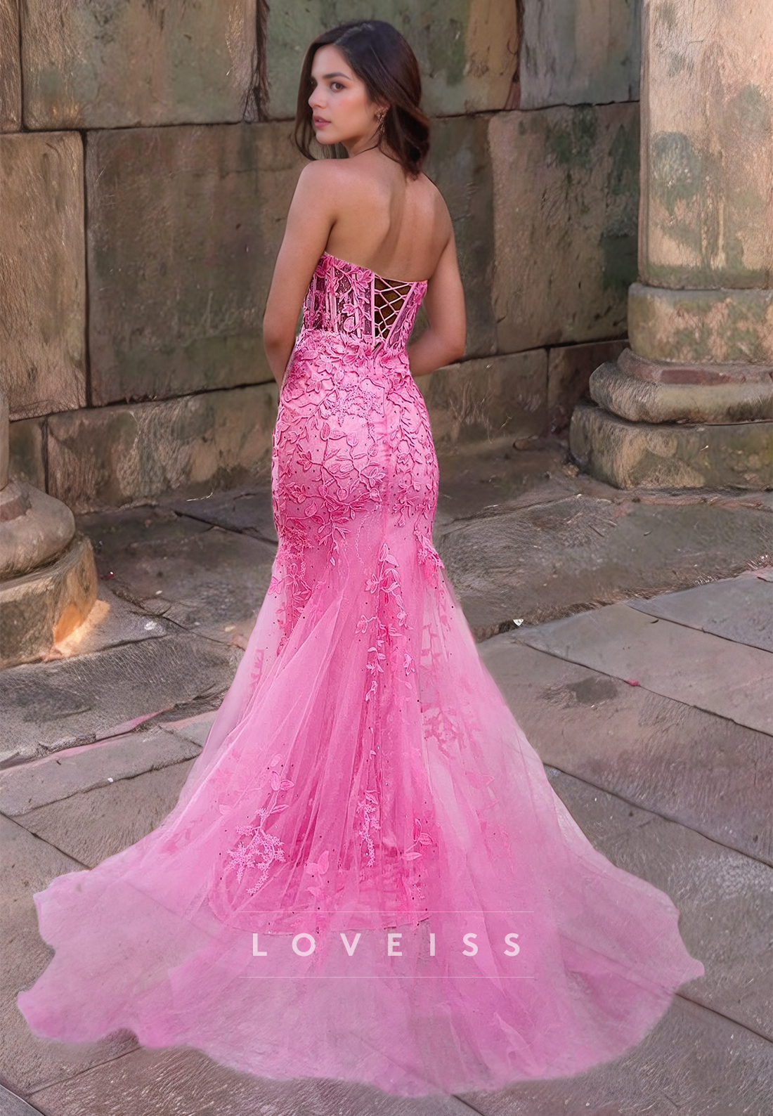 Sweetheart Sleeveless Appliques Mermaid Prom Dress