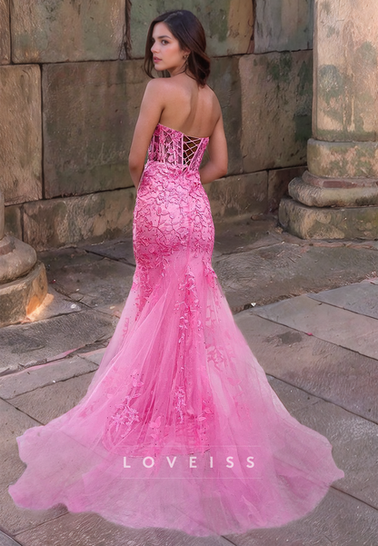 Sweetheart Sleeveless Appliques Mermaid Prom Dress