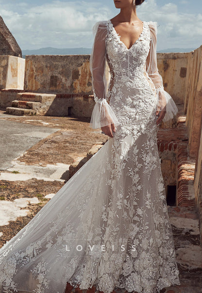 Sweetheart Sleeveless Appliques Mermaid Wedding Dress