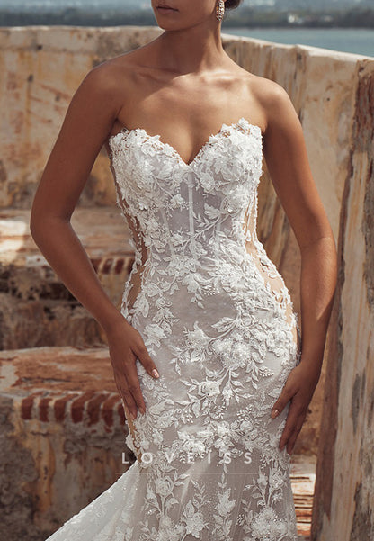 Sweetheart Sleeveless Appliques Mermaid Wedding Dress