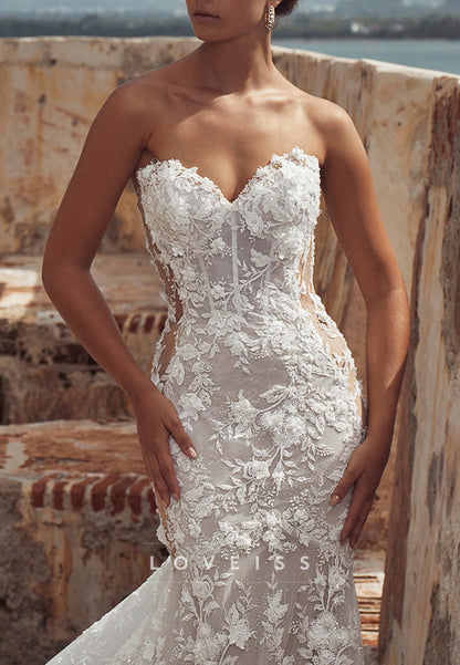 Sweetheart Sleeveless Appliques Mermaid Wedding Dress