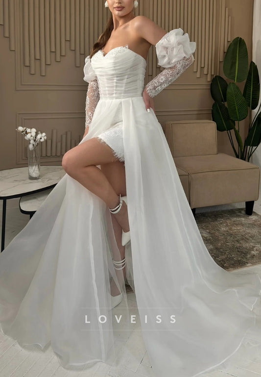 Sweetheart Sleeveless Appliques Organza A-Line Wedding Dress