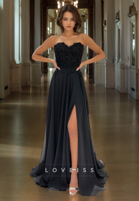 Sweetheart Sleeveless Appliques Pleated A-Line Prom Dress