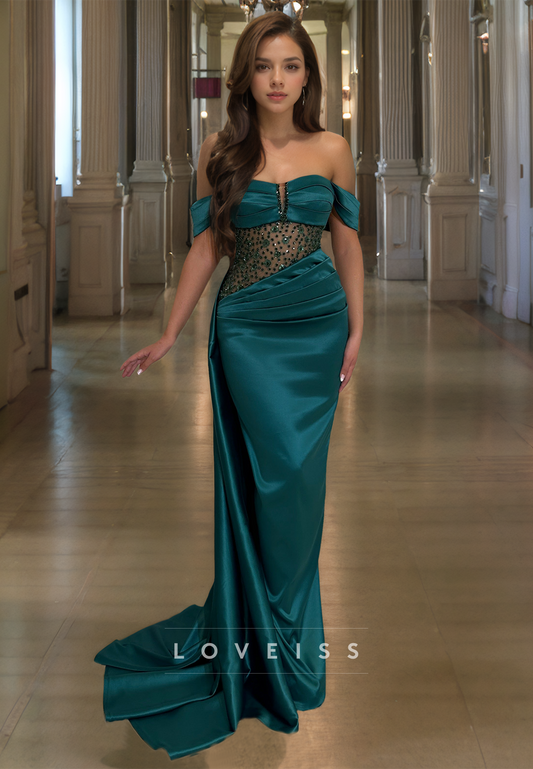 Sweetheart Sleeveless Appliques Sleek Pleated Satin Bodycon Mermaid Prom Dress