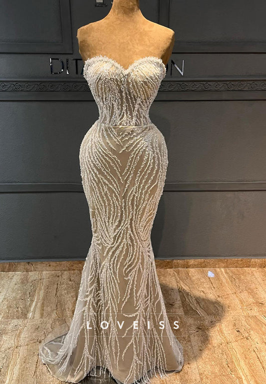 Sweetheart Sleeveless Beaded Embroidery Mermaid Evening Dress