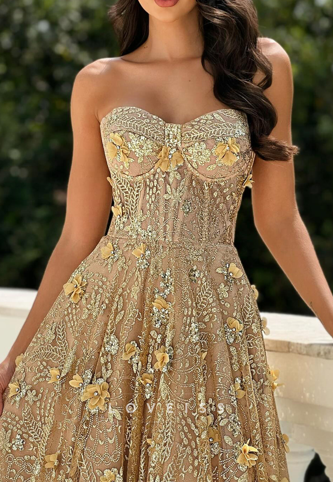 Sweetheart Sleeveless Beaded Embroidery Sparkly A-Line Prom Dress