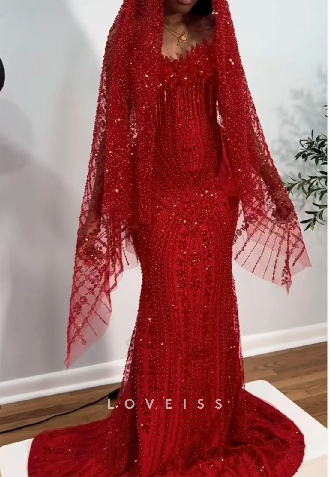 Sweetheart Sleeveless Beaded Embroidery Sparkly Mermaid Prom Dress