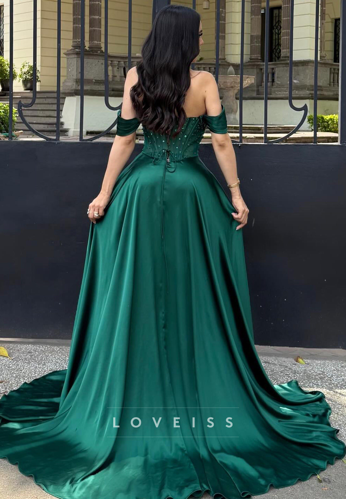 Sweetheart Sleeveless Beaded Side Slit A-Line Prom Dress