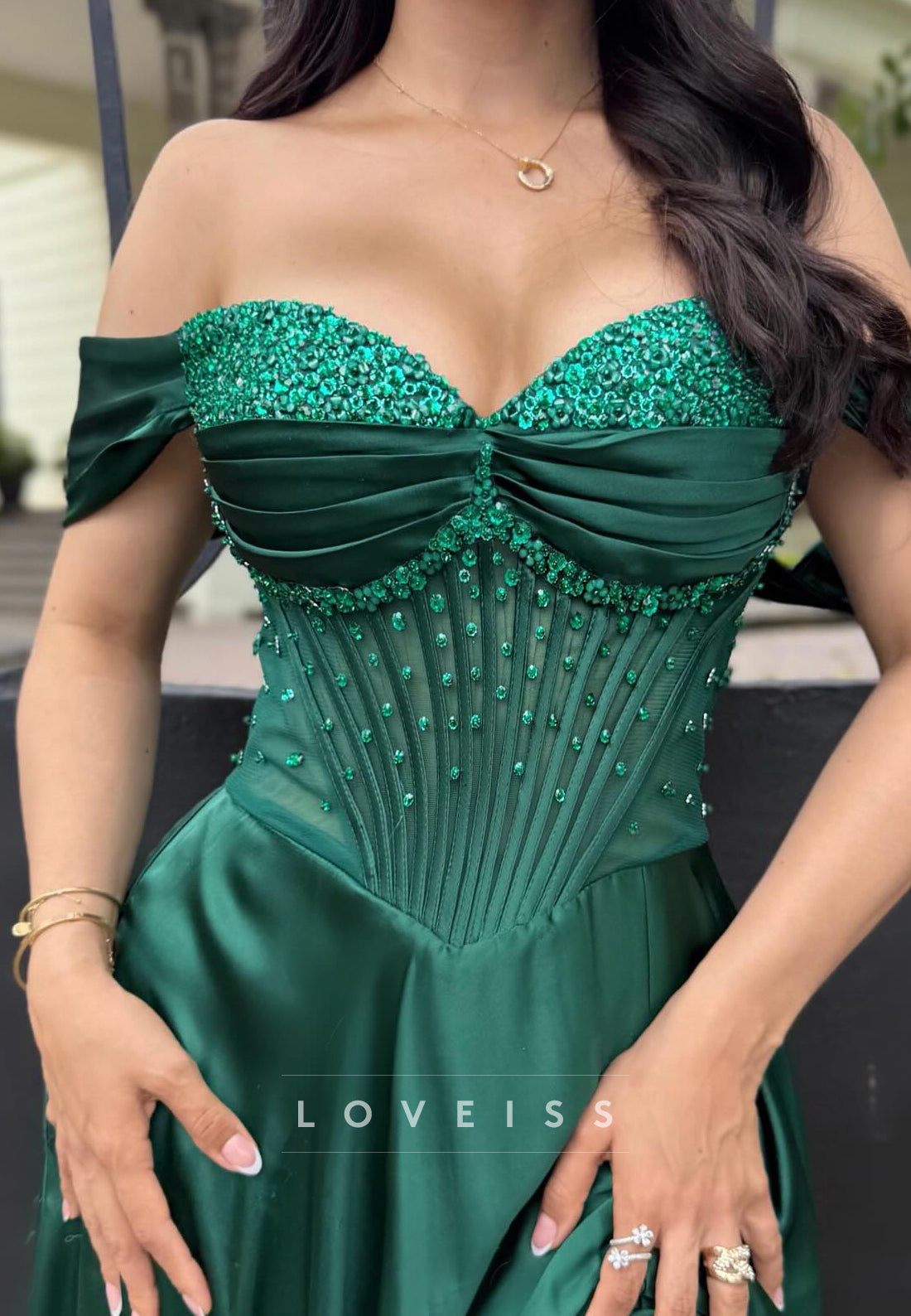 Sweetheart Sleeveless Beaded Side Slit A-Line Prom Dress