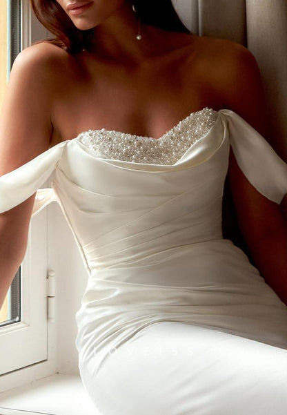 Sweetheart Sleeveless Beaded Sleek Mermaid Wedding Dress
