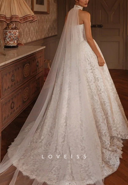 Sweetheart Sleeveless Lace Appliques A-Line Wedding Dress