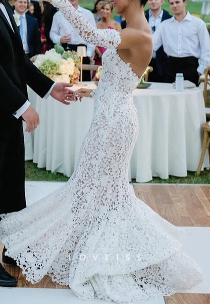 Sweetheart Sleeveless Lace Appliques Mermaid Wedding Dress