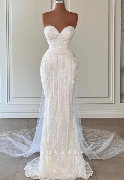 Sweetheart Sleeveless Pearl Mermaid Wedding Dress