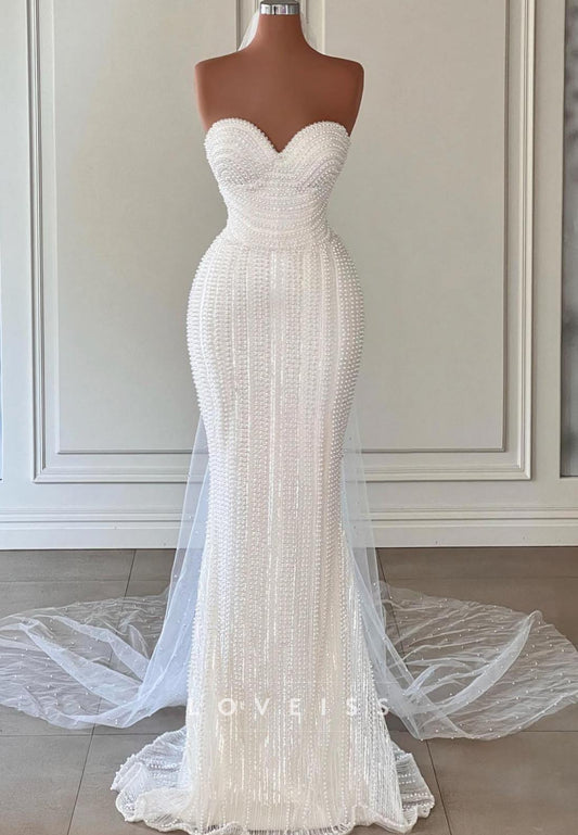 Sweetheart Sleeveless Pearl Mermaid Wedding Dress