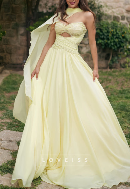 Sweetheart Sleeveless Pleated Chiffon A-Line Prom Dress
