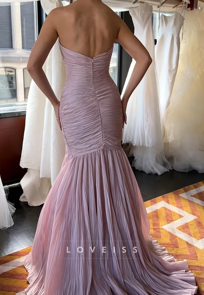 Sweetheart Sleeveless Pleated Mermaid Evening Dress