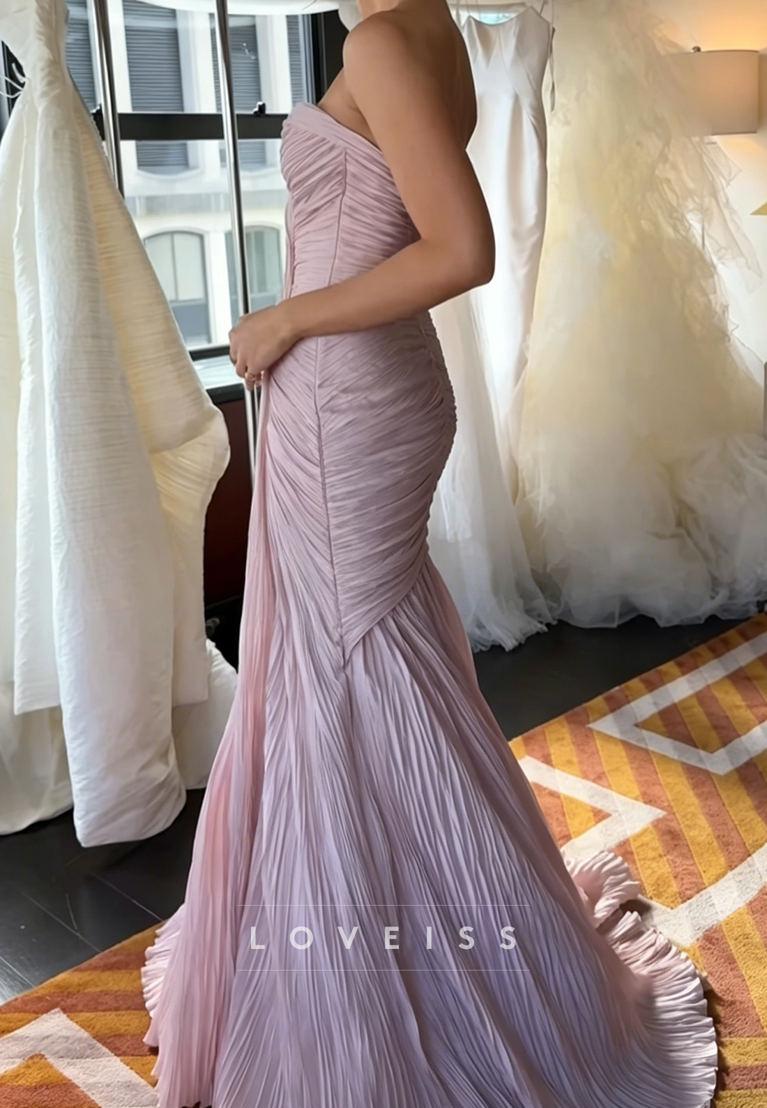 Sweetheart Sleeveless Pleated Mermaid Evening Dress