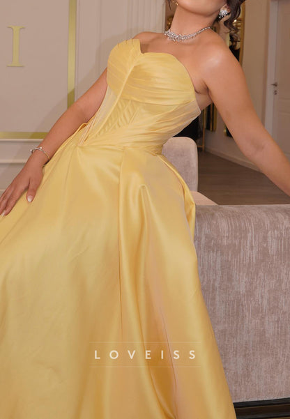Sweetheart Sleeveless Pleated Satin A-Line Evening Dress