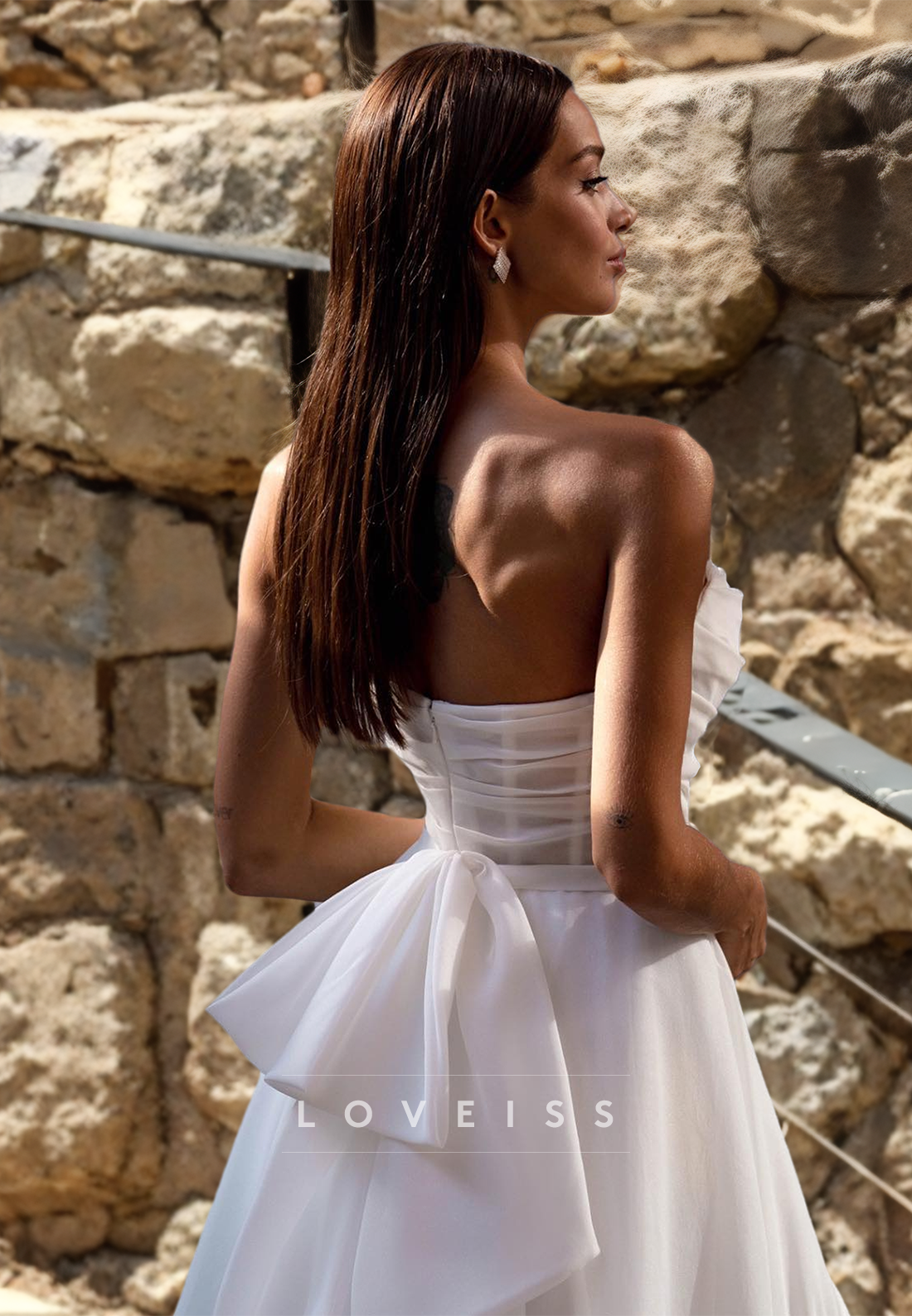 Sweetheart Sleeveless Pleated Side Slit A-Line Wedding Dress