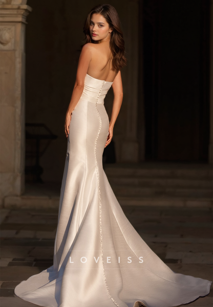 Sweetheart Sleeveless Ruched High Slit Sheath Beach Wedding Dress