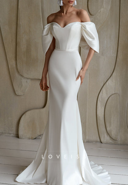 Sweetheart Sleeveless Satin Mermaid Wedding Dress