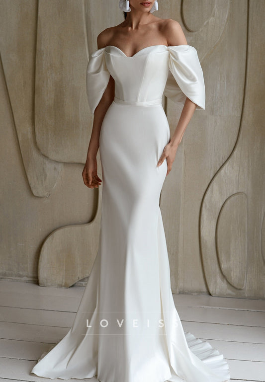 Sweetheart Sleeveless Satin Mermaid Wedding Dress