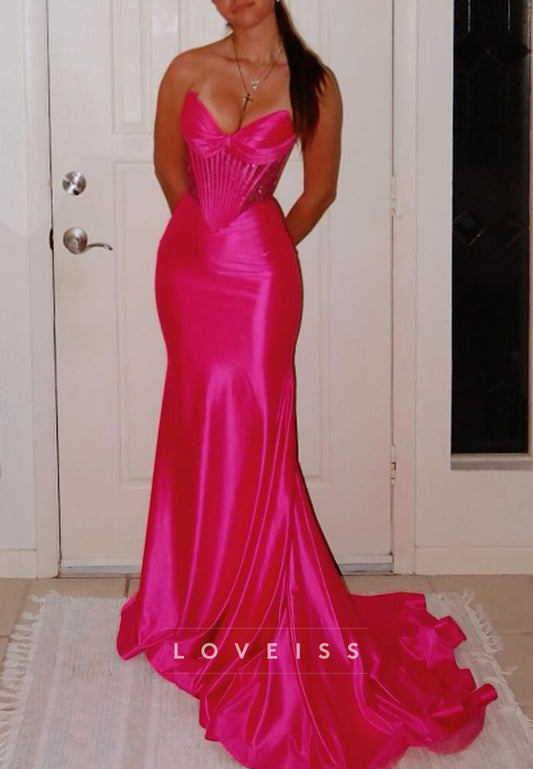 Sweetheart Sleeveless Simple Mermaid Prom Dress