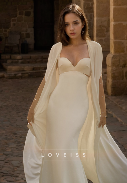 Sweetheart Sleeveless Sleek Fitted Mermaid Beach Wedding Dress