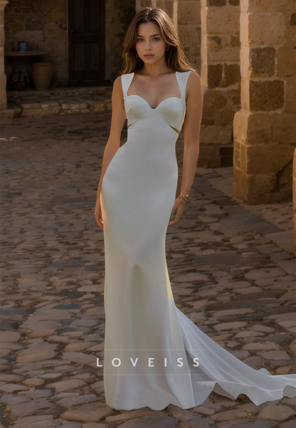 Sweetheart Sleeveless Sleek Fitted Mermaid Beach Wedding Dress