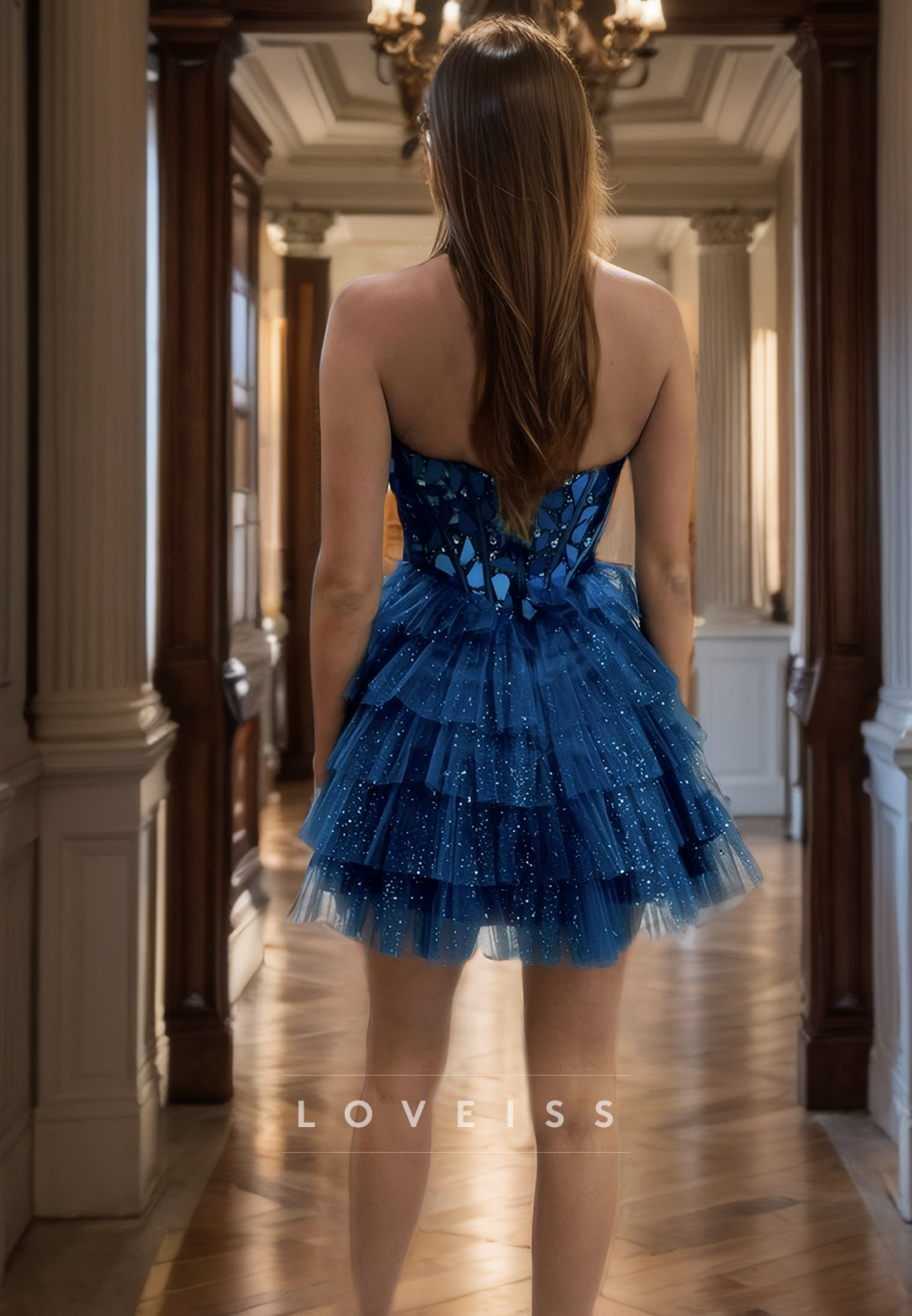 Sweetheart Sleeveless Sparkly Tulle A-Line Short Homecoming Dress