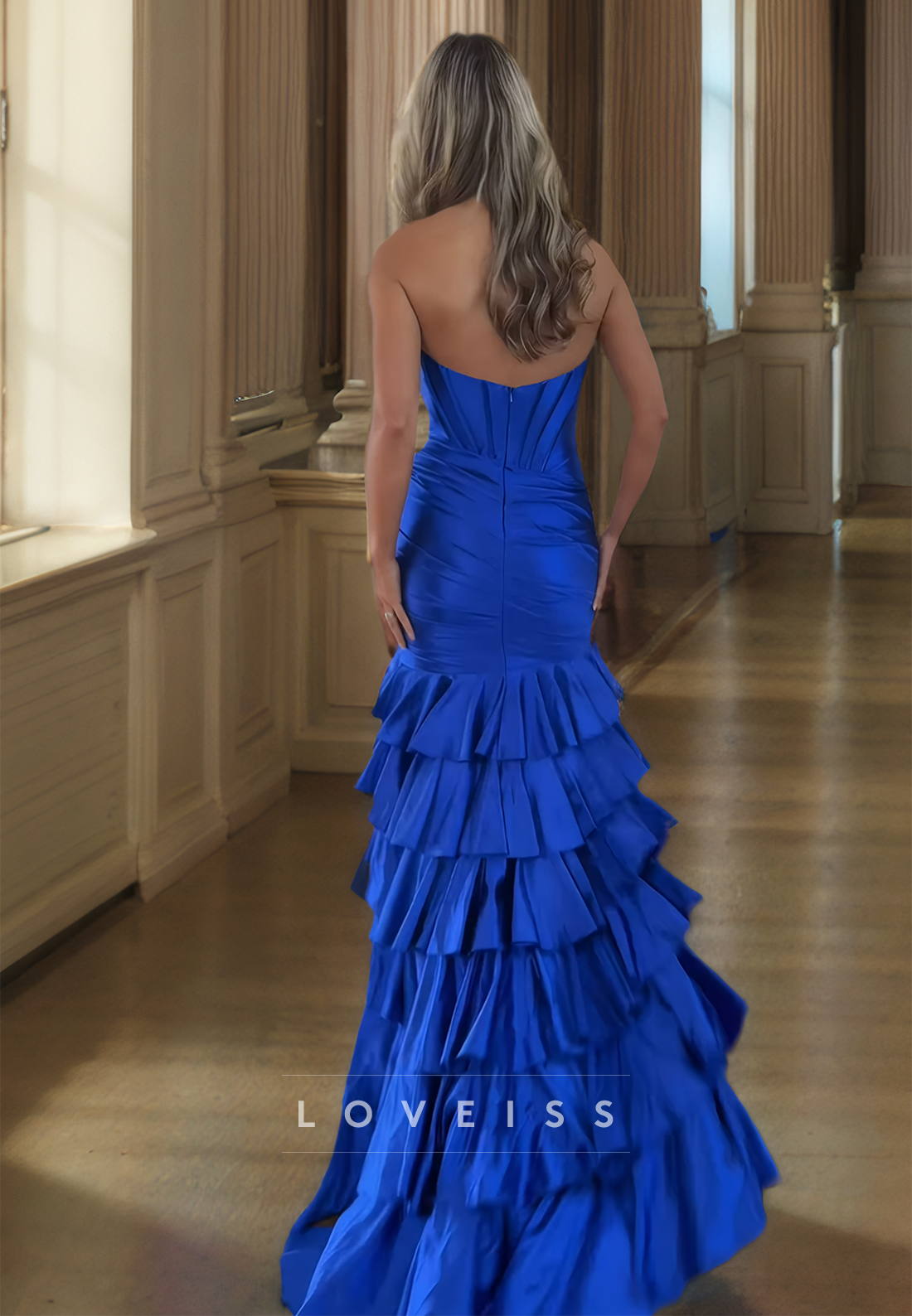 Sweetheart Sleeveless Tiered Bodycon Mermaid Prom Dress