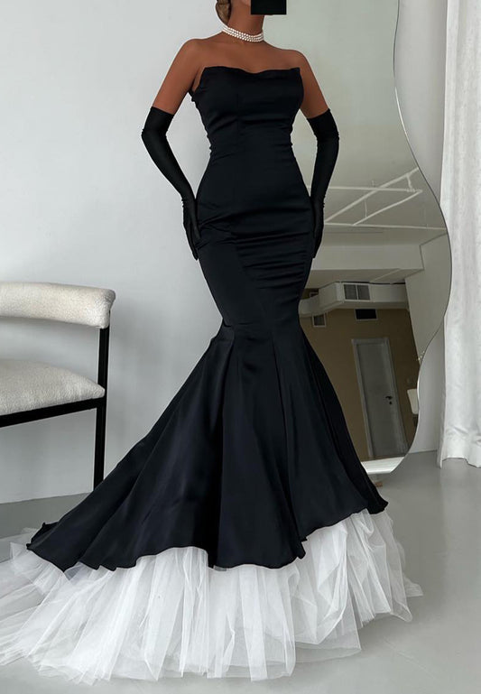 Sweetheart Sleevelesss Tulle Fitted Mermaid Evening Dress