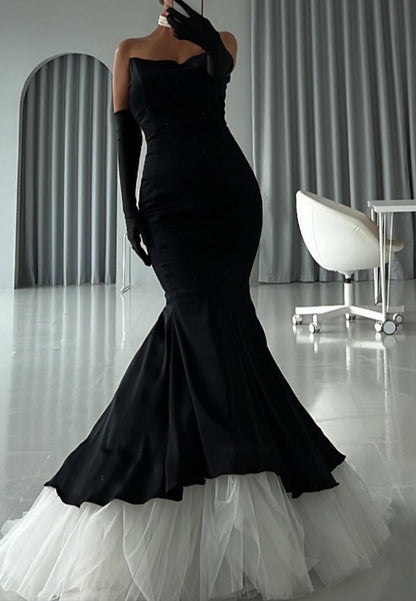Sweetheart Sleevelesss Tulle Fitted Mermaid Evening Dress