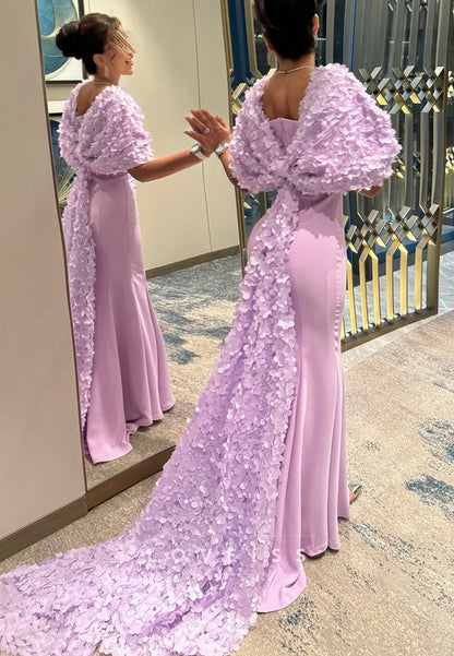 Sweetheart Sleevless Floral Appliques Mermaid Evening Dress