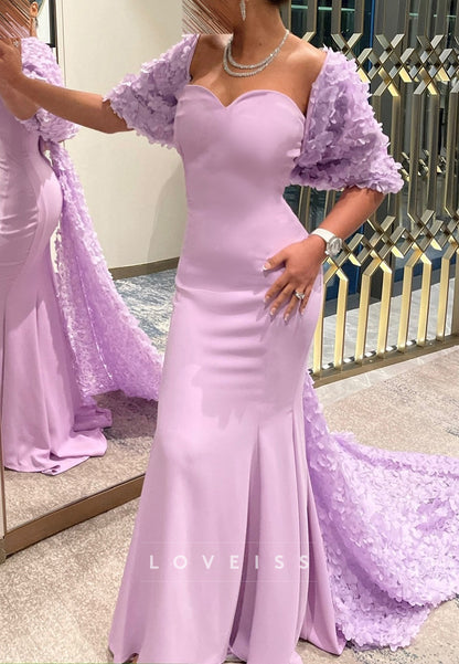 Sweetheart Sleevless Floral Appliques Mermaid Evening Dress