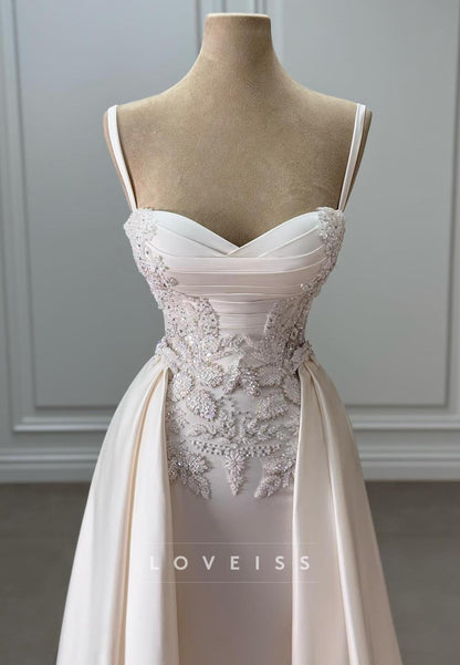 Sweetheart Spaghetti Straps Appliques Mermaid Wedding Dress