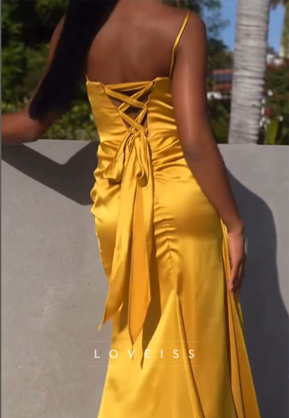 Sweetheart Spaghetti Straps Beaded Sheath Prom Dress