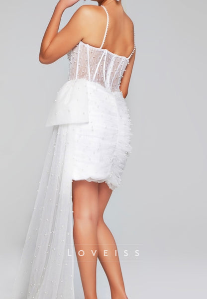 Sweetheart Spaghetti Straps Pearl Sheath Party Homecoming Dress