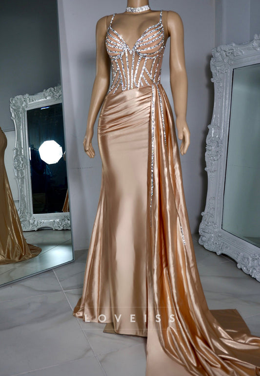 Sweetheart Spaghetti Straps Pleated Sheath Prom Dress