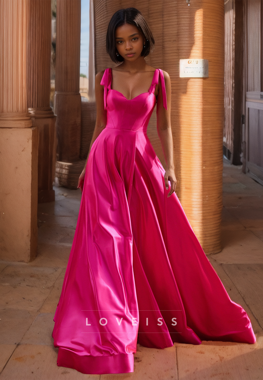 Sweetheart Spaghetti Straps Pleated Sleek A-Line Prom Dress