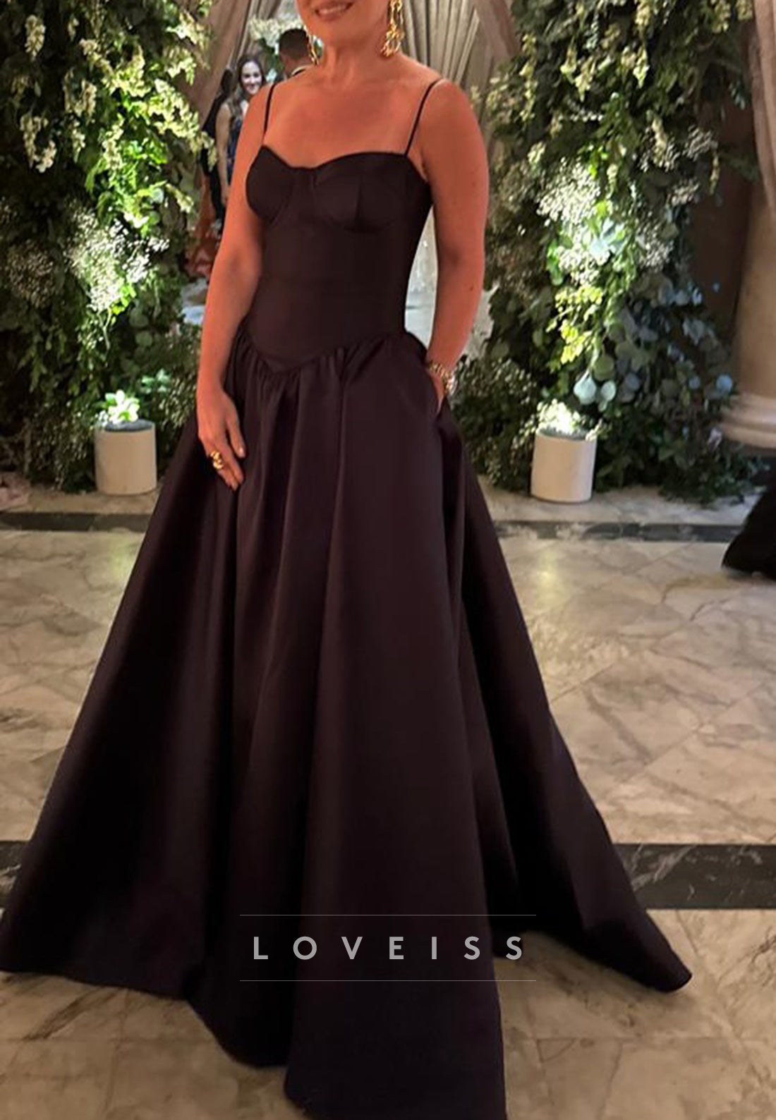 Sweetheart Spaghetti Straps Satin A-Line Prom Dress