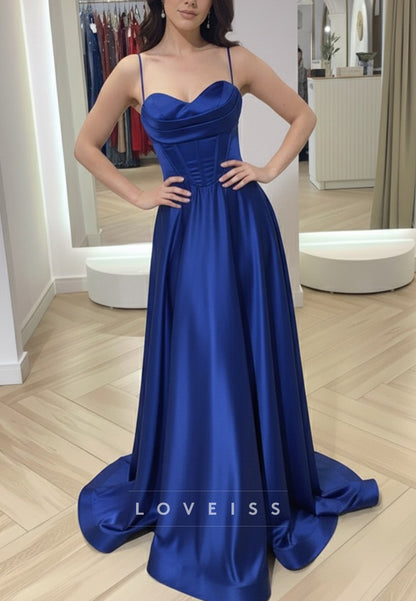 Sweetheart Spaghetti Straps Satin A-Line Prom Dress
