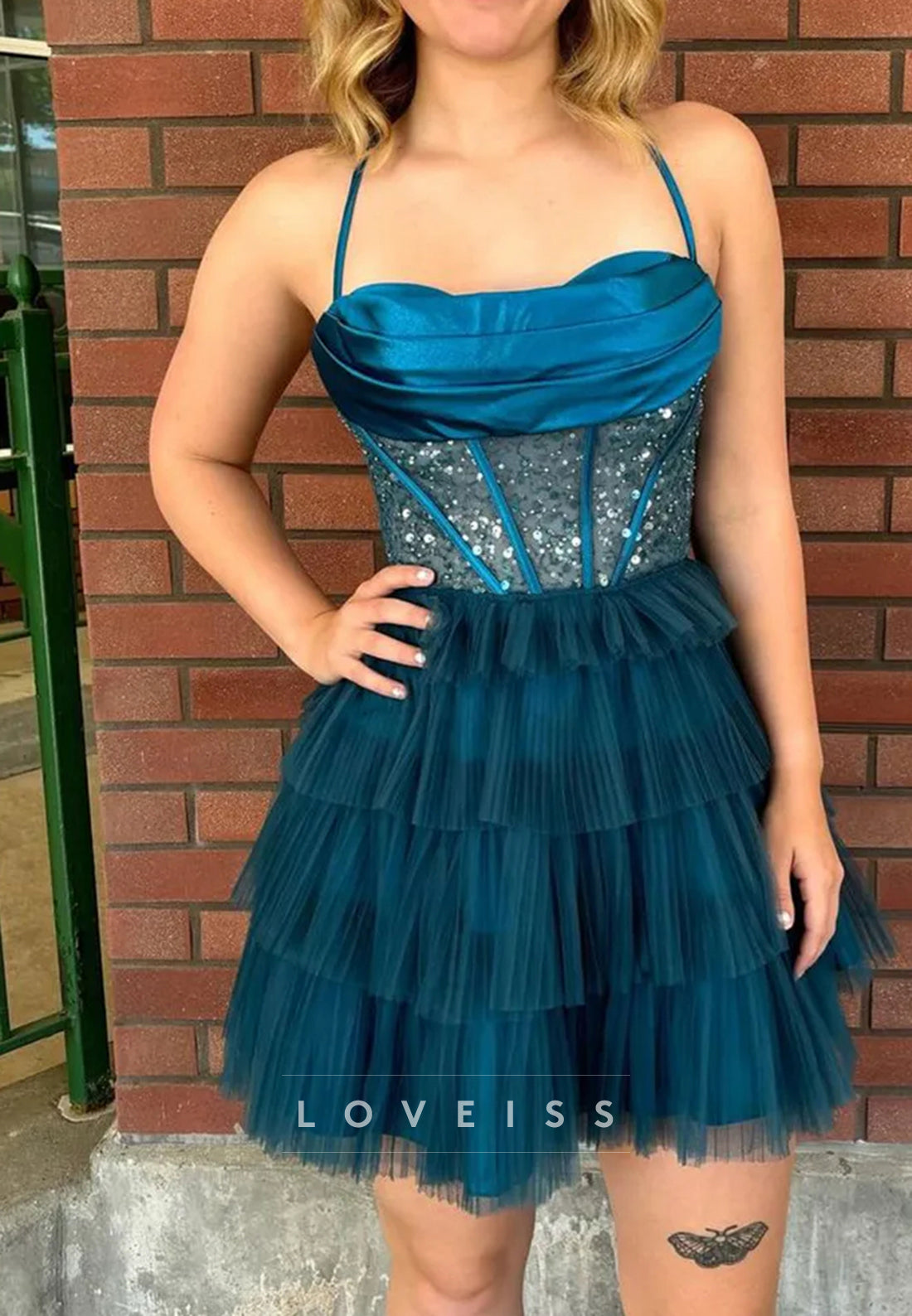 Sweetheart Spaghetti Straps Tulle A-Line Homecoming Dress