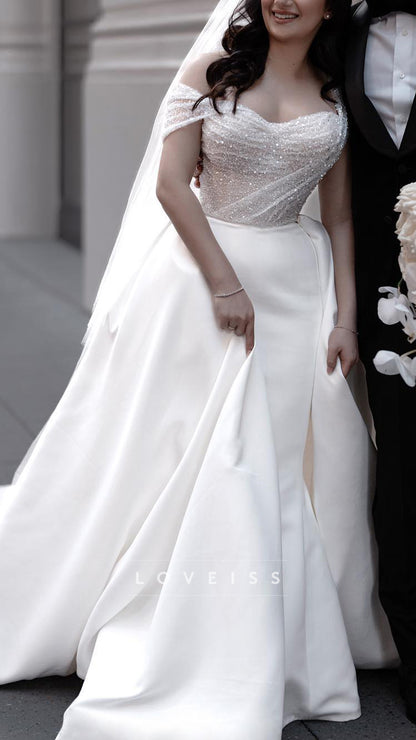 Sweetheart Sparkly Mermaid Satin Wedding Dress