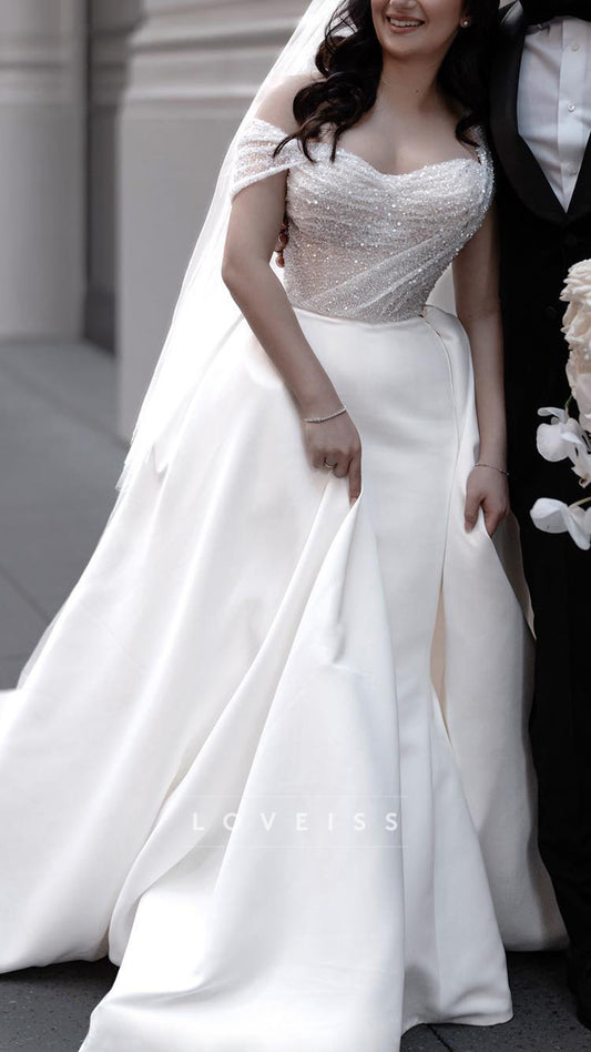 Sweetheart Sparkly Mermaid Satin Wedding Dress